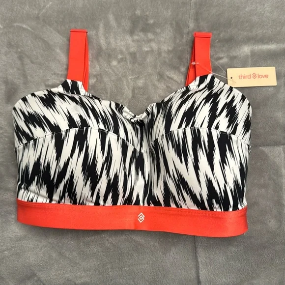 ThirdLove Black and White Bra with orange Accents - Picture 1 of 8